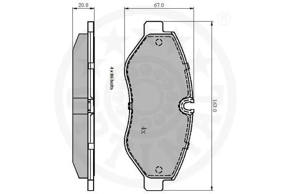 12297 OPTIMAL Комплект тормозных колодок, дисковый тормоз (фото 3)