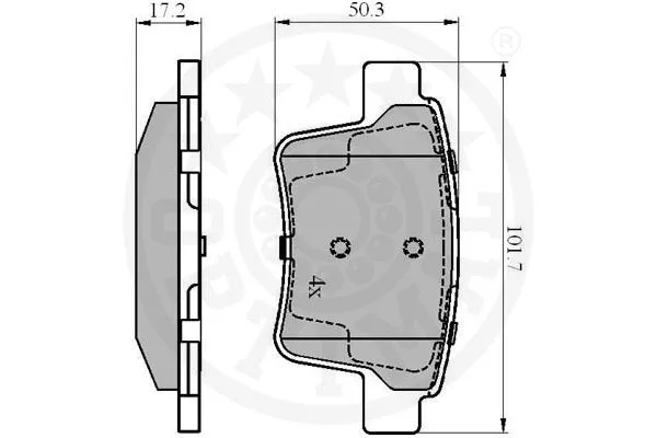 12350 OPTIMAL Комплект тормозных колодок, дисковый тормоз (фото 3)