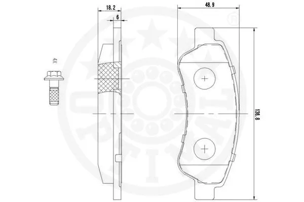 12428 OPTIMAL Комплект тормозных колодок, дисковый тормоз (фото 3)