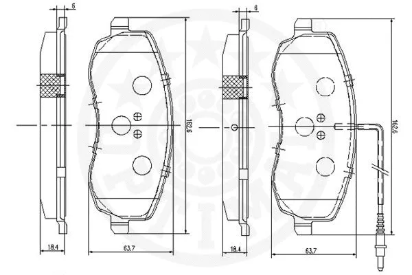 12467 OPTIMAL Комплект тормозных колодок, дисковый тормоз (фото 3)