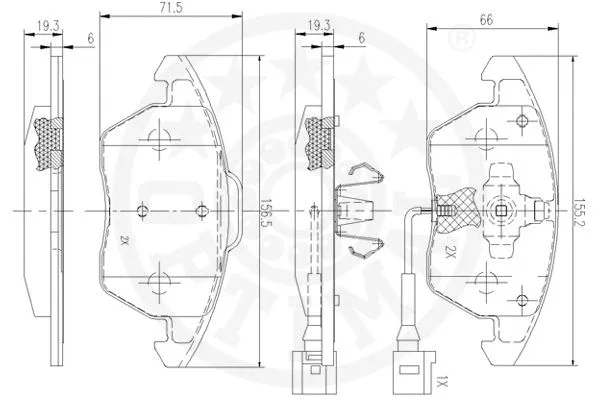 12531 OPTIMAL Комплект тормозных колодок, дисковый тормоз (фото 1)