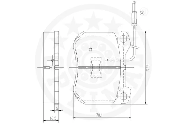 2101 OPTIMAL Комплект тормозных колодок, дисковый тормоз (фото 3)