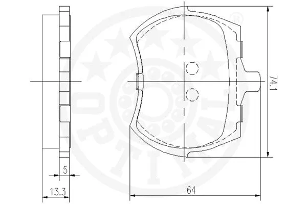 6120 OPTIMAL Комплект тормозных колодок, дисковый тормоз (фото 3)