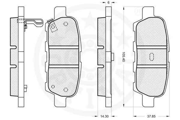 87601 OPTIMAL Комплект тормозных колодок, дисковый тормоз (фото 3)