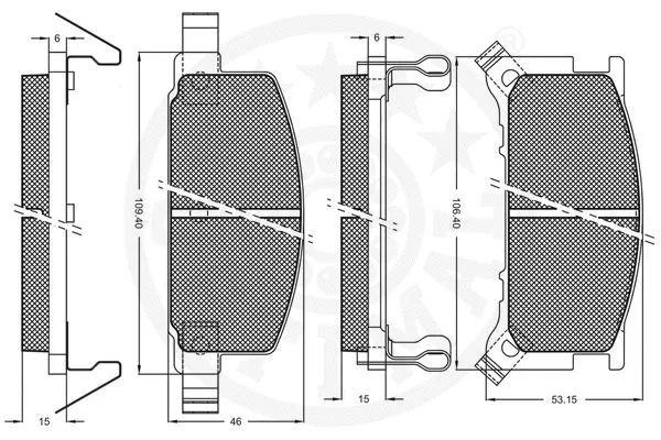 9393 OPTIMAL Комплект тормозных колодок, дисковый тормоз (фото 3)