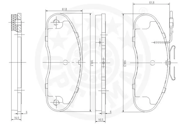 9465 OPTIMAL Комплект тормозных колодок, дисковый тормоз (фото 2)