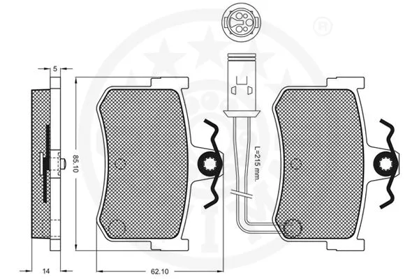 9498 OPTIMAL Комплект тормозных колодок, дисковый тормоз (фото 3)