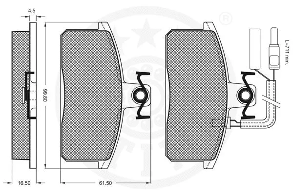 9510 OPTIMAL Комплект тормозных колодок, дисковый тормоз (фото 3)