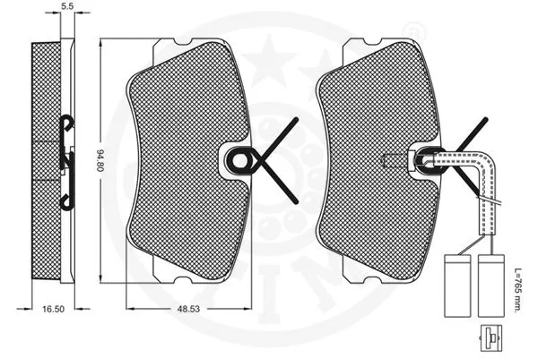 9517 OPTIMAL Комплект тормозных колодок, дисковый тормоз (фото 3)