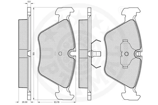 9551 OPTIMAL Комплект тормозных колодок, дисковый тормоз (фото 3)