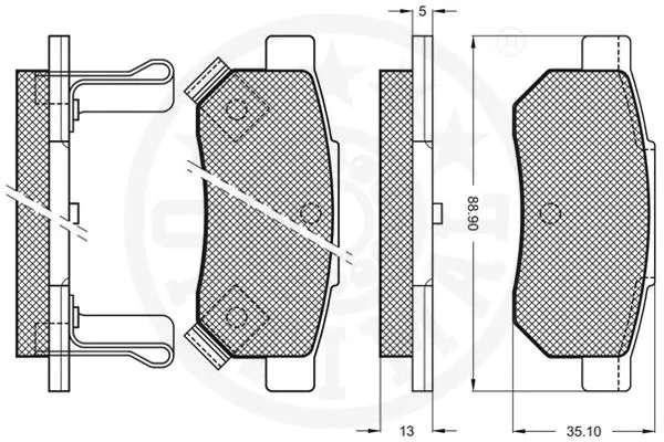 9572 OPTIMAL Комплект тормозных колодок, дисковый тормоз (фото 3)
