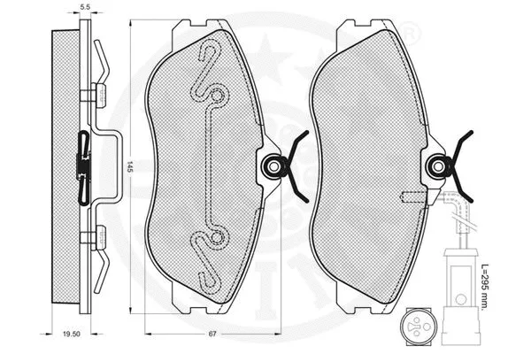 9616 OPTIMAL Комплект тормозных колодок, дисковый тормоз (фото 3)