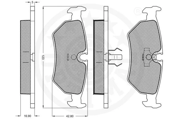 9676 OPTIMAL Комплект тормозных колодок, дисковый тормоз (фото 3)