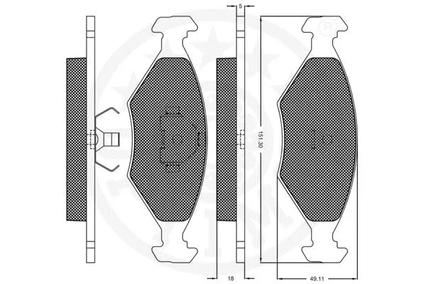 9694 OPTIMAL Комплект тормозных колодок, дисковый тормоз (фото 2)