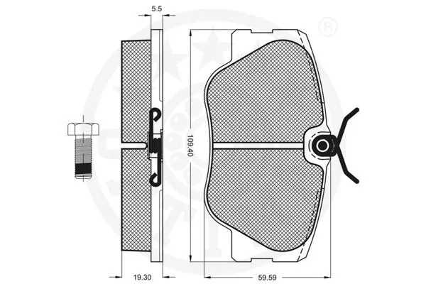 9701 OPTIMAL Комплект тормозных колодок, дисковый тормоз (фото 2)
