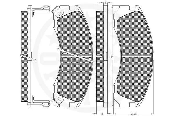 9711 OPTIMAL Комплект тормозных колодок, дисковый тормоз (фото 3)