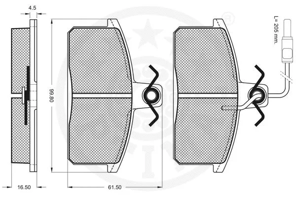 9798 OPTIMAL Комплект тормозных колодок, дисковый тормоз (фото 3)