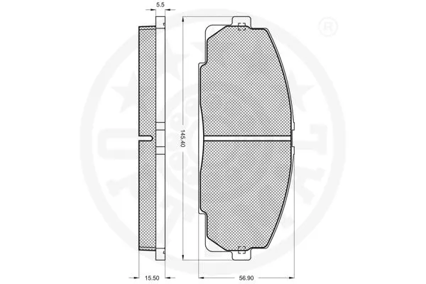 9818 OPTIMAL Комплект тормозных колодок, дисковый тормоз (фото 3)