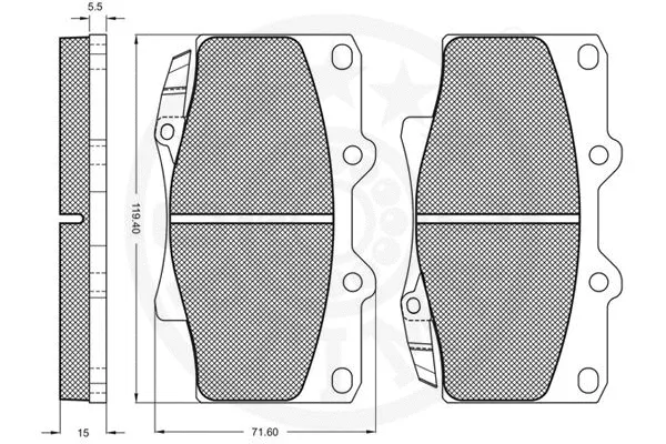 9836 OPTIMAL Комплект тормозных колодок, дисковый тормоз (фото 3)