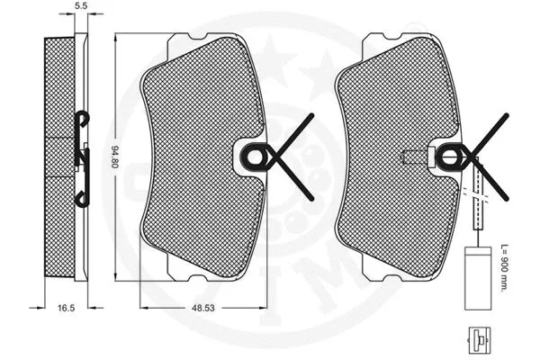9846 OPTIMAL Комплект тормозных колодок, дисковый тормоз (фото 3)