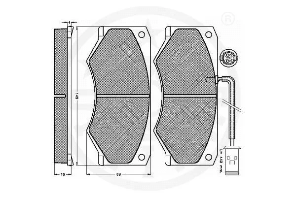 9853 OPTIMAL Комплект тормозных колодок, дисковый тормоз (фото 3)