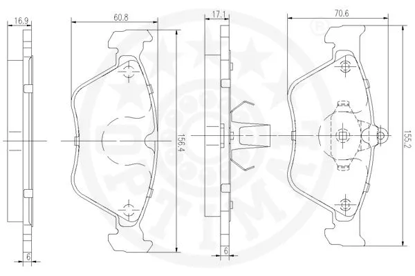 9915 OPTIMAL Комплект тормозных колодок, дисковый тормоз (фото 3)