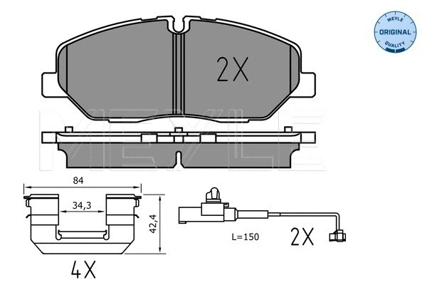 025 224 2020/PD MEYLE Комплект тормозных колодок, дисковый тормоз (фото 1)