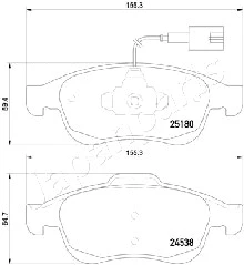 PA-0243AF JAPANPARTS Комплект тормозных колодок, дисковый тормоз (фото 2)