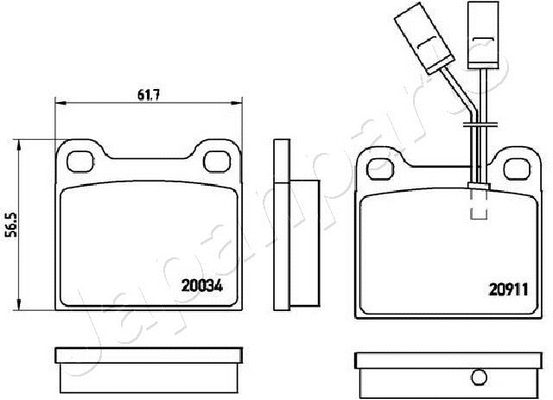 PA-0251AF JAPANPARTS Комплект тормозных колодок, дисковый тормоз (фото 2)