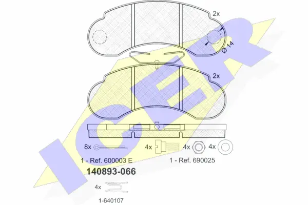 140893 ICER Комплект тормозных колодок, дисковый тормоз (фото 1)