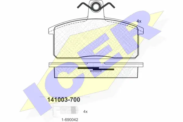141003-700 ICER Комплект тормозных колодок, дисковый тормоз (фото 1)