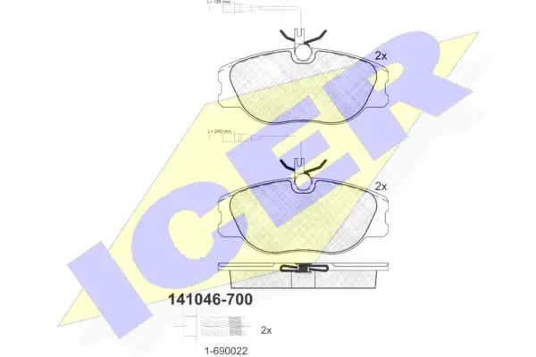 141046-700 ICER Комплект тормозных колодок, дисковый тормоз (фото 1)