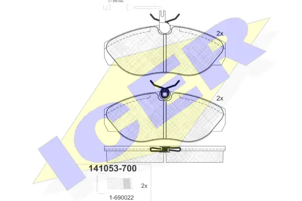 141053-700 ICER Комплект тормозных колодок, дисковый тормоз (фото 1)