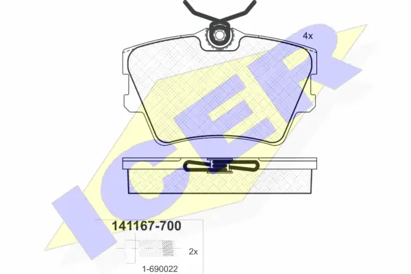 141167-700 ICER Комплект тормозных колодок, дисковый тормоз (фото 1)