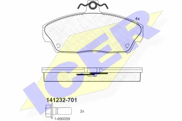 141232-701 ICER Комплект тормозных колодок, дисковый тормоз (фото 1)