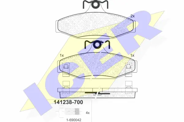 141238-700 ICER Комплект тормозных колодок, дисковый тормоз (фото 1)