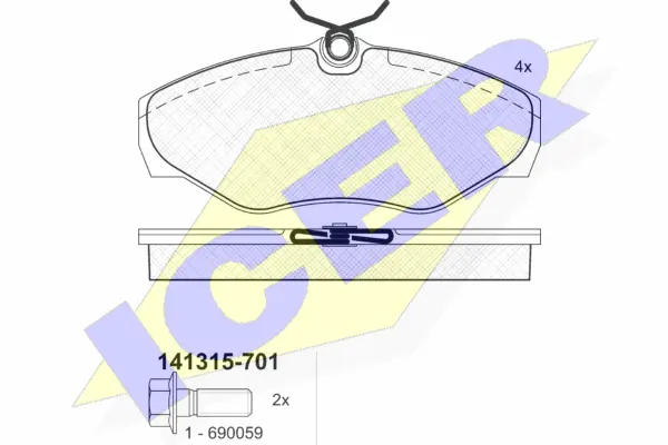 141315-701 ICER Комплект тормозных колодок, дисковый тормоз (фото 1)