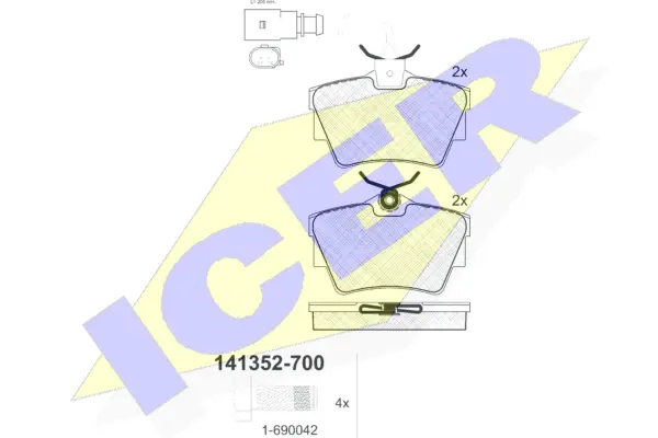141352-700 ICER Комплект тормозных колодок, дисковый тормоз (фото 1)