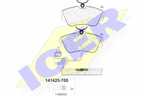 141425-700 ICER Комплект тормозных колодок, дисковый тормоз (фото 1)