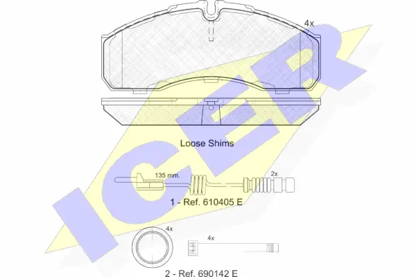 141499-203 ICER Комплект тормозных колодок, дисковый тормоз (фото 1)