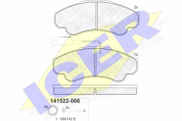 141522 ICER Комплект тормозных колодок, дисковый тормоз (фото 1)
