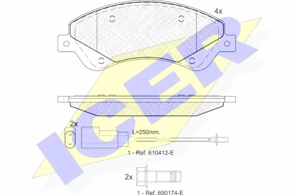 141792 ICER Комплект тормозных колодок, дисковый тормоз (фото 1)