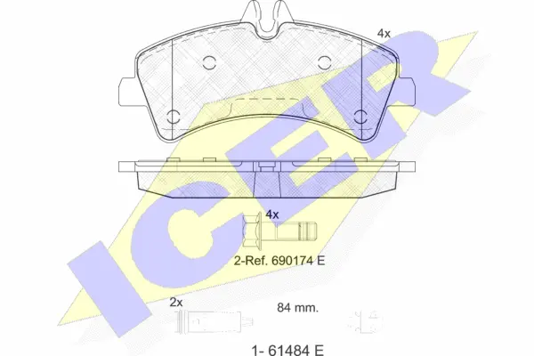 141849-203 ICER Комплект тормозных колодок, дисковый тормоз (фото 1)