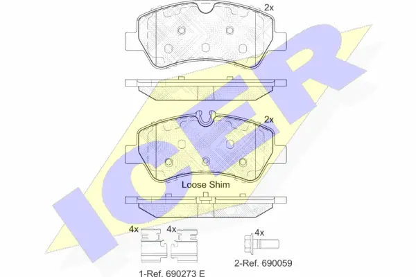 142116 ICER Комплект тормозных колодок, дисковый тормоз (фото 1)