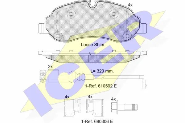 142217 ICER Комплект тормозных колодок, дисковый тормоз (фото 1)
