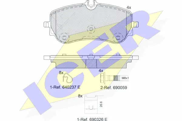142301 ICER Комплект тормозных колодок, дисковый тормоз (фото 1)