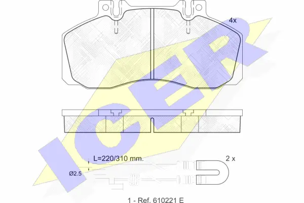 150722 ICER Комплект тормозных колодок, дисковый тормоз (фото 1)