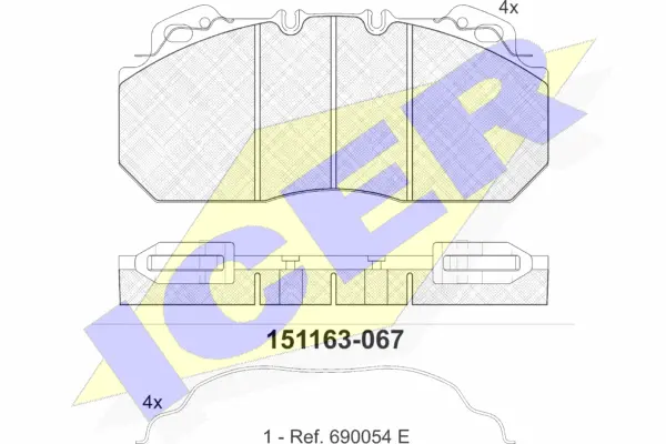 151163-067 ICER Комплект тормозных колодок, дисковый тормоз (фото 1)