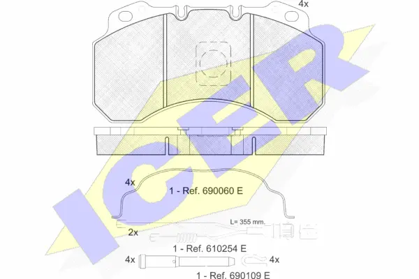 151280-115 ICER Комплект тормозных колодок, дисковый тормоз (фото 1)