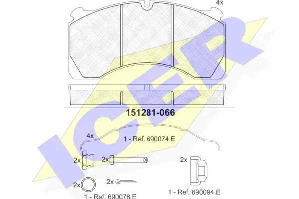 151281 ICER Комплект тормозных колодок, дисковый тормоз (фото 1)